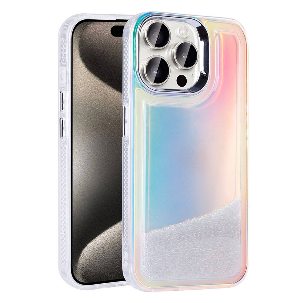 Apple iPhone 15 Pro Max Uyumlu Kılıf Airbagli Renkli Arka Yüzey Boncuk Tasarımlı Zore Kumul Kapak