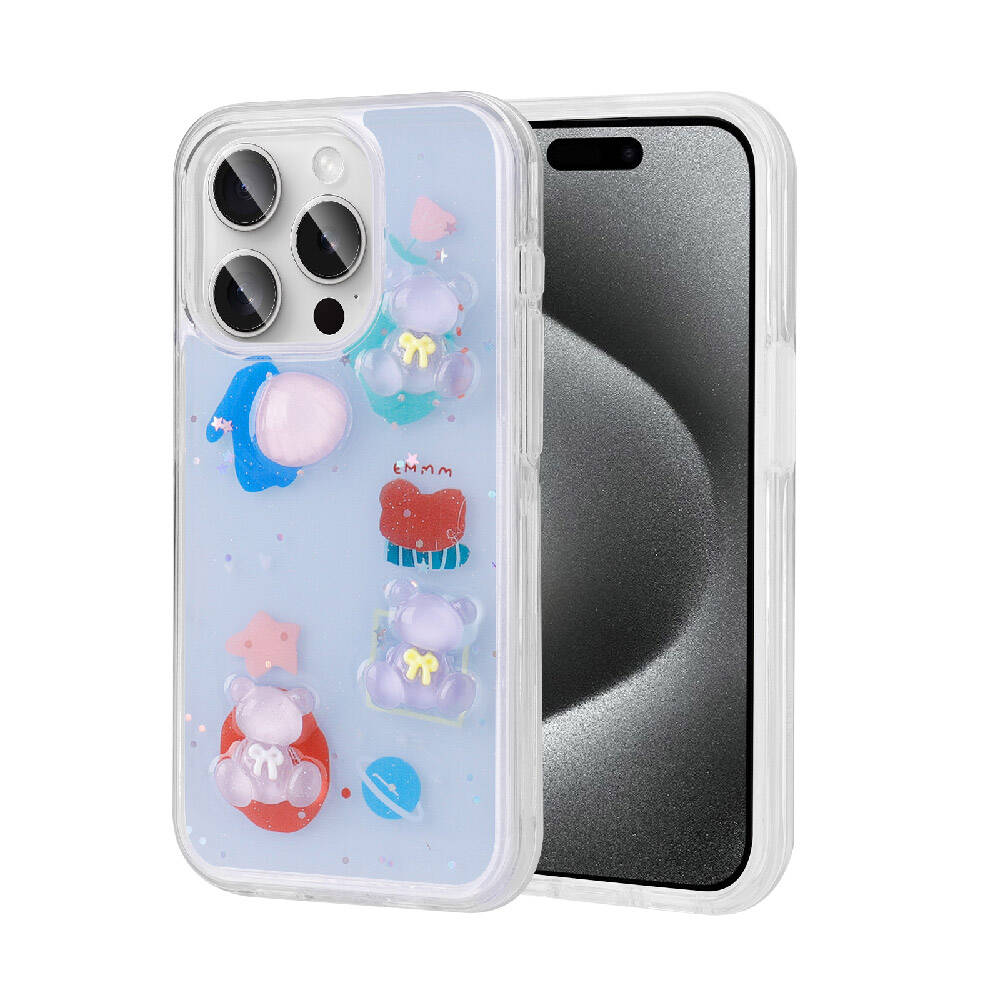 Apple iPhone 15 Pro Max Uyumlu Kılıf Kabartma Figürlü Parlak Zore Minimini Silikon Kapak