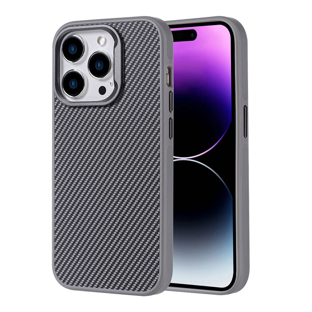 Apple iPhone 15 Pro Max Uyumlu Kılıf M-safe Şarj Özellikli Karbon Fiber Görünümlü Zore Troy Kapak