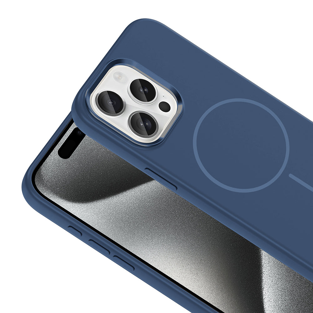 Apple iPhone 15 Pro Max Uyumlu Kılıf M-Safe Şarj Özellikli Metal Kamera Çerçeveli Zore Edi Silikon Kapak
