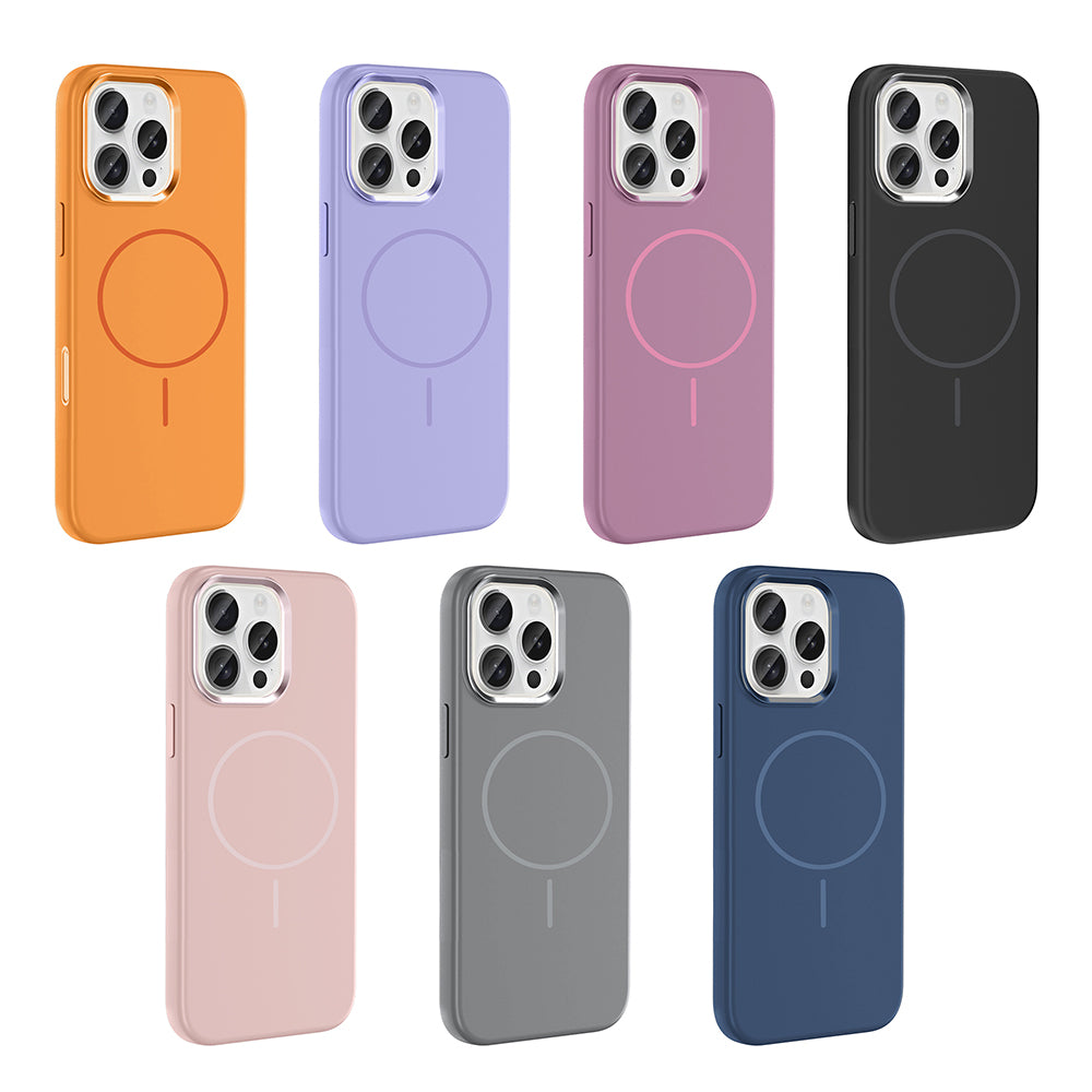 Apple iPhone 15 Pro Max Uyumlu Kılıf M-Safe Şarj Özellikli Metal Kamera Çerçeveli Zore Edi Silikon Kapak