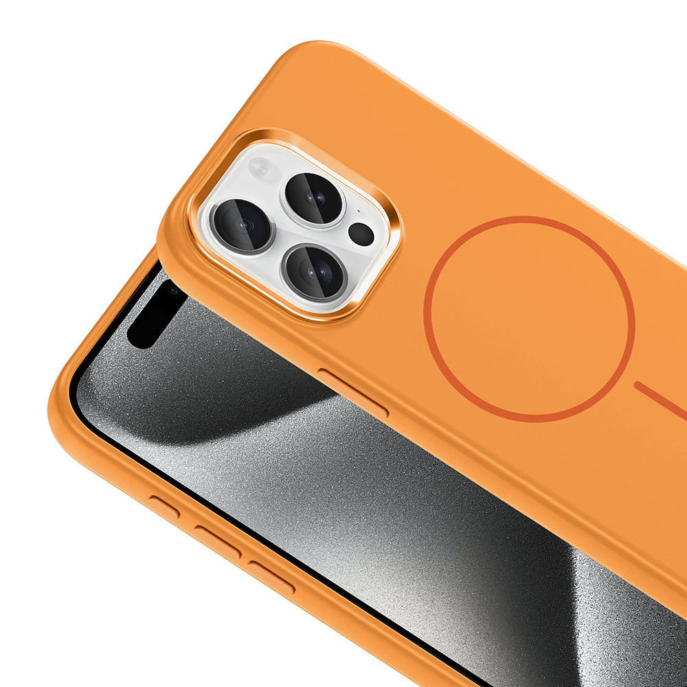 Apple iPhone 15 Pro Max Uyumlu Kılıf M-Safe Şarj Özellikli Metal Kamera Çerçeveli Zore Edi Silikon Kapak