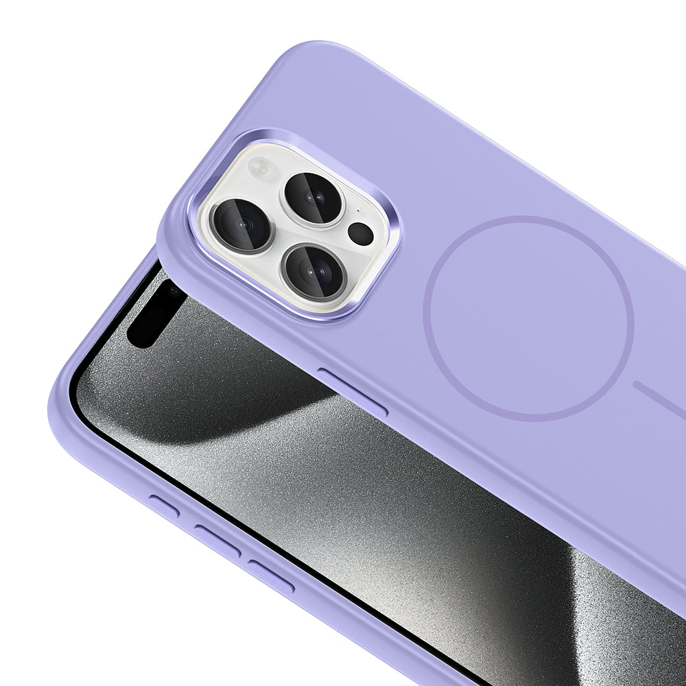 Apple iPhone 15 Pro Max Uyumlu Kılıf M-Safe Şarj Özellikli Metal Kamera Çerçeveli Zore Edi Silikon Kapak