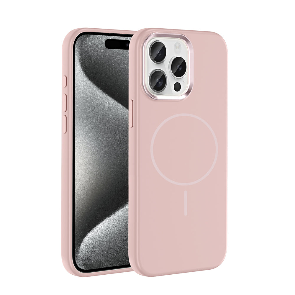 Apple iPhone 15 Pro Max Uyumlu Kılıf M-Safe Şarj Özellikli Metal Kamera Çerçeveli Zore Edi Silikon Kapak