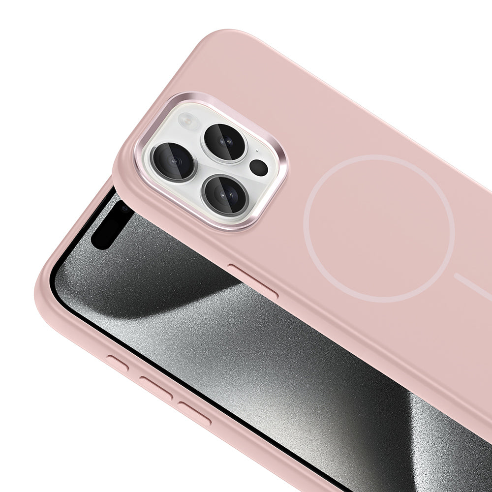 Apple iPhone 15 Pro Max Uyumlu Kılıf M-Safe Şarj Özellikli Metal Kamera Çerçeveli Zore Edi Silikon Kapak
