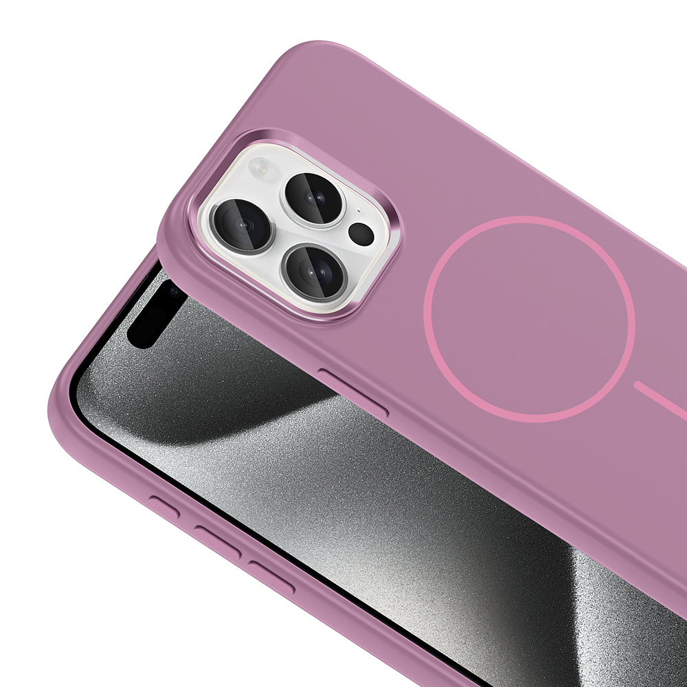 Apple iPhone 15 Pro Max Uyumlu Kılıf M-Safe Şarj Özellikli Metal Kamera Çerçeveli Zore Edi Silikon Kapak
