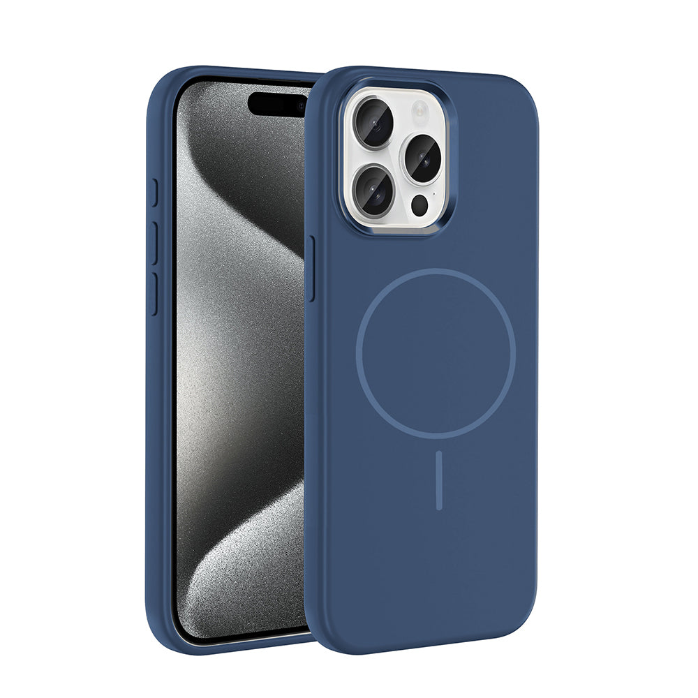 Apple iPhone 15 Pro Max Uyumlu Kılıf M-Safe Şarj Özellikli Metal Kamera Çerçeveli Zore Edi Silikon Kapak