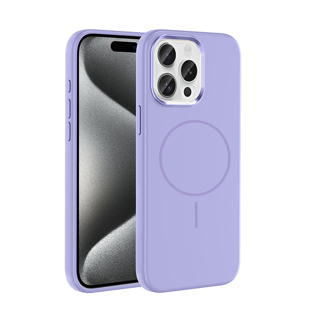 Apple iPhone 15 Pro Max Uyumlu Kılıf M-Safe Şarj Özellikli Metal Kamera Çerçeveli Zore Edi Silikon Kapak