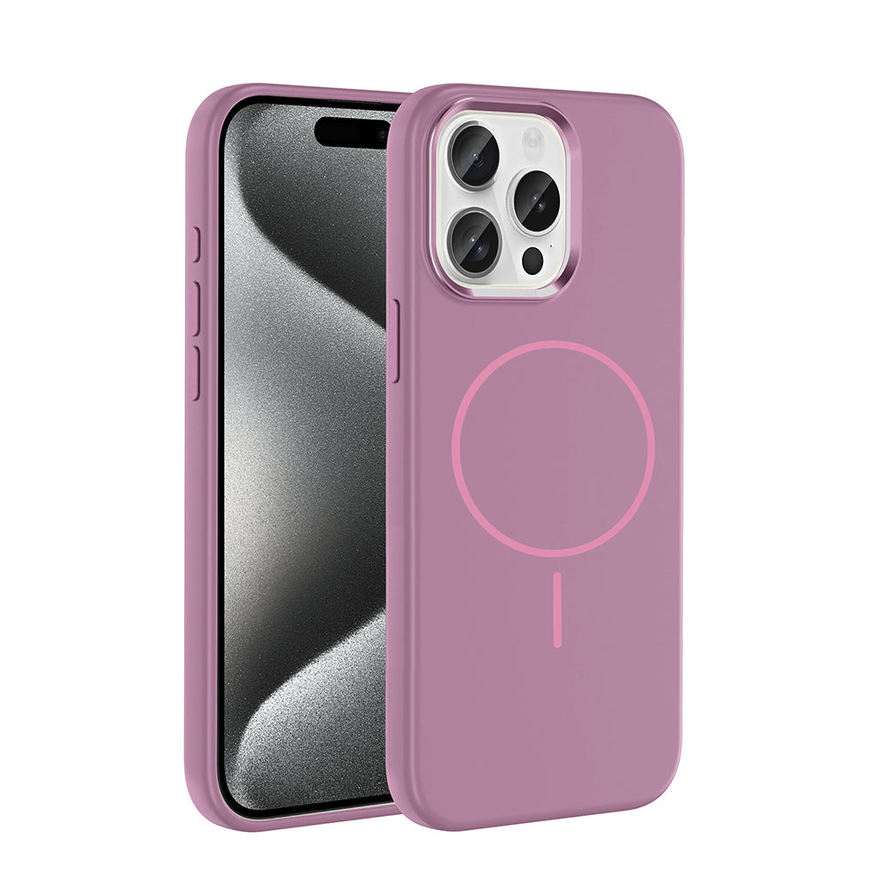 Apple iPhone 15 Pro Max Uyumlu Kılıf M-Safe Şarj Özellikli Metal Kamera Çerçeveli Zore Edi Silikon Kapak