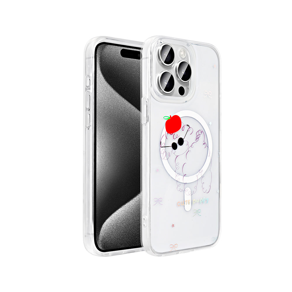 Apple iPhone 15 Pro Max Uyumlu Kılıf M-Safe Şarj Özellikli Şeffaf Zore Folk Sert Kapak