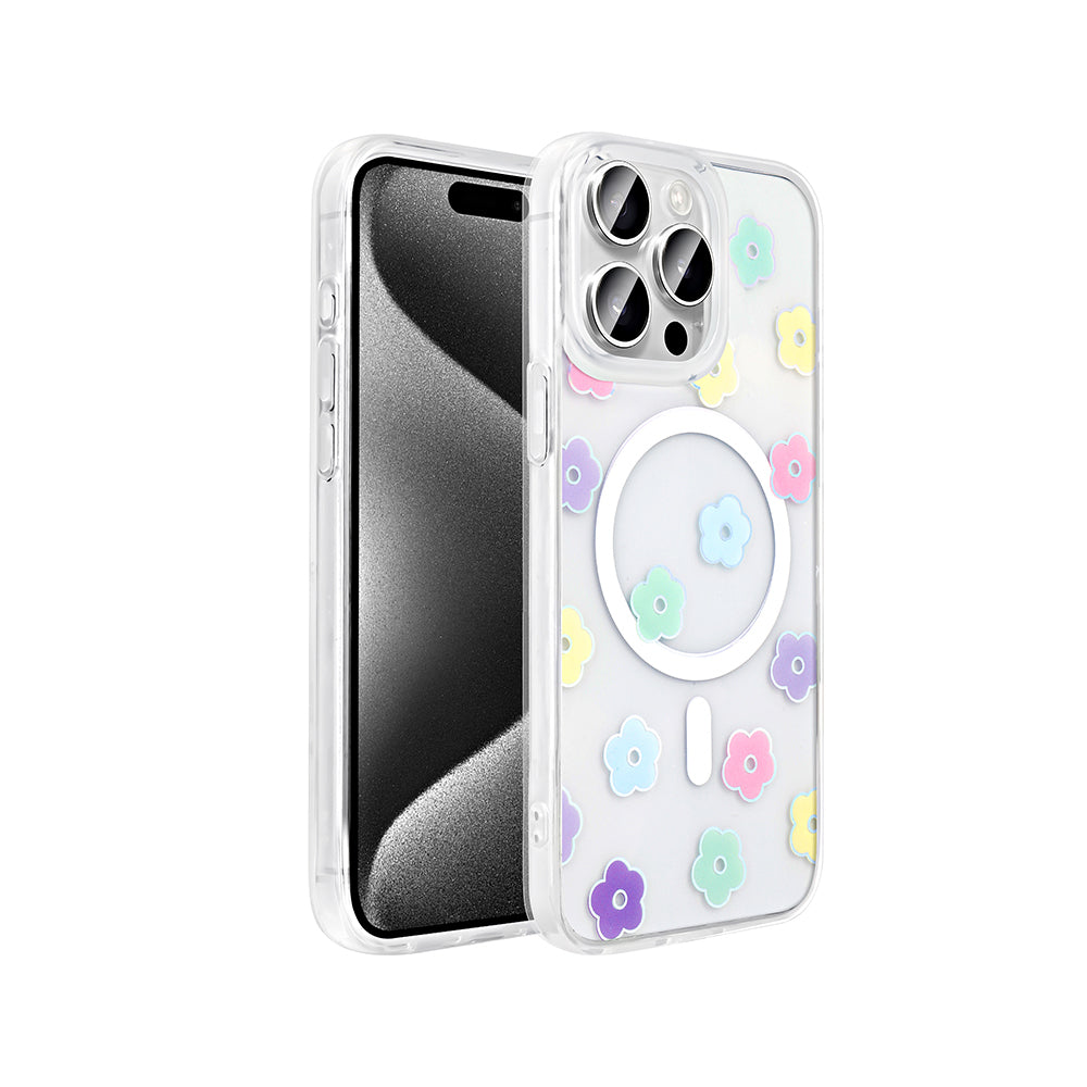Apple iPhone 15 Pro Max Uyumlu Kılıf M-Safe Şarj Özellikli Şeffaf Zore Folk Sert Kapak