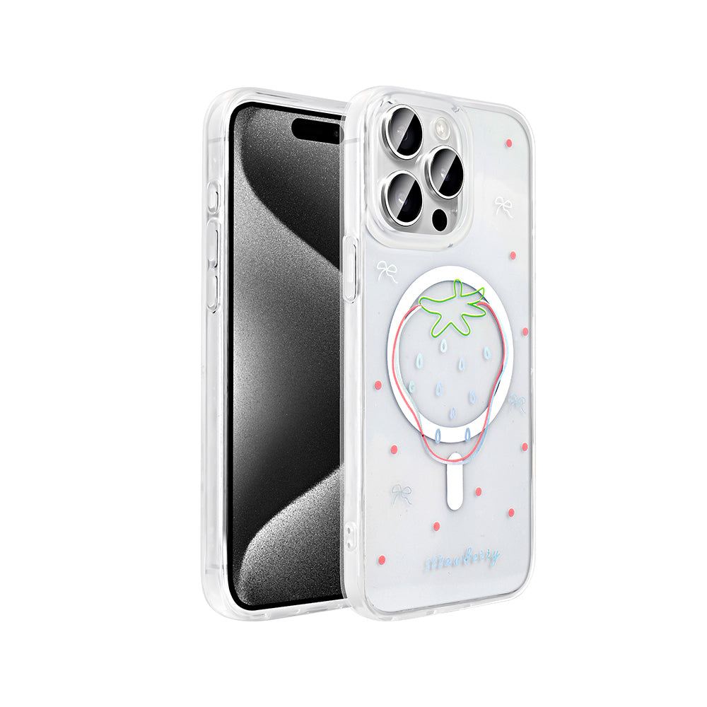 Apple iPhone 15 Pro Max Uyumlu Kılıf M-Safe Şarj Özellikli Şeffaf Zore Folk Sert Kapak