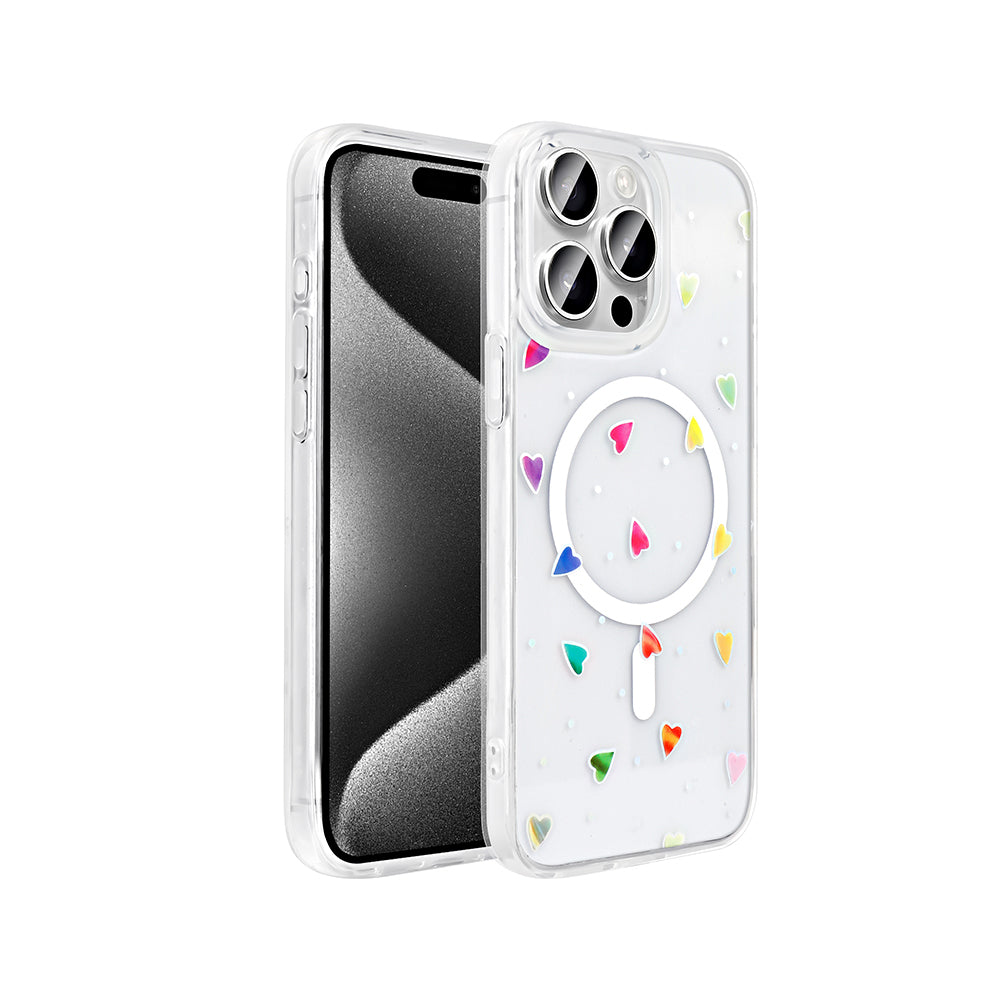 Apple iPhone 15 Pro Max Uyumlu Kılıf M-Safe Şarj Özellikli Şeffaf Zore Folk Sert Kapak