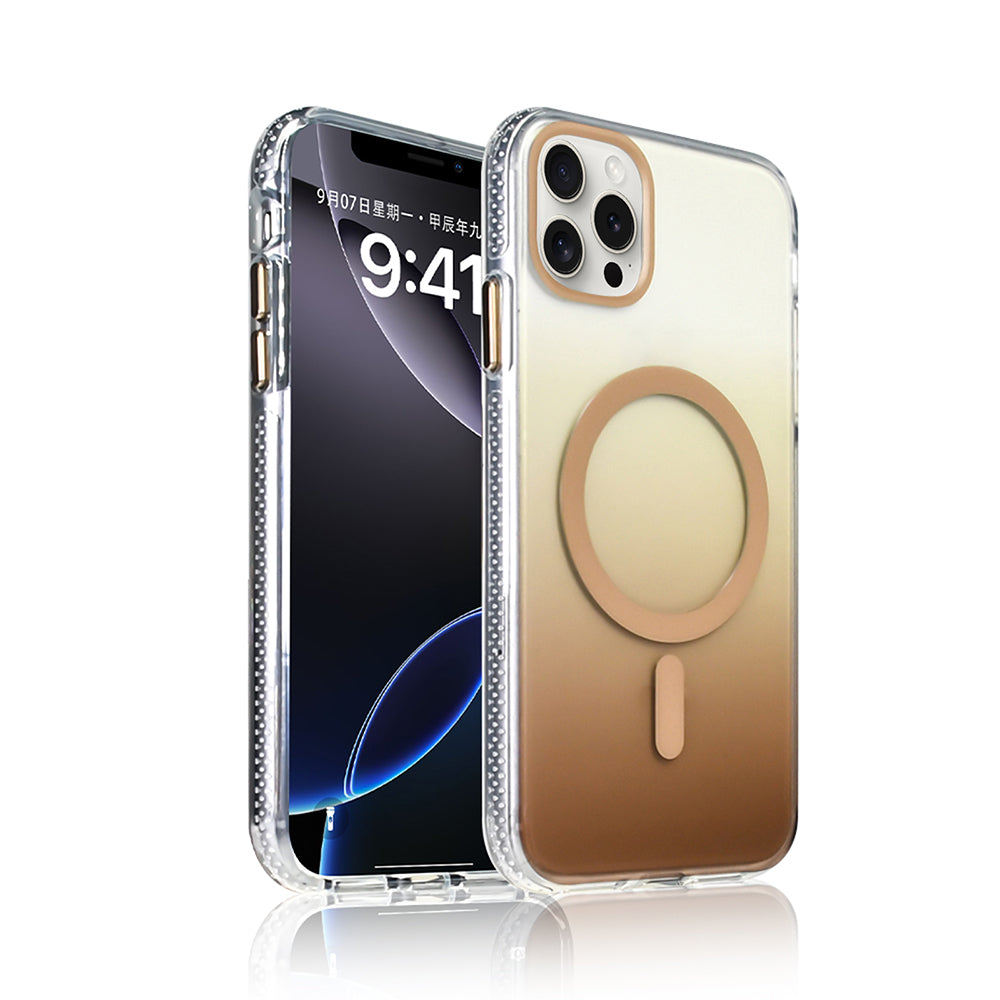 Apple iPhone 15 Pro Max Uyumlu Kılıf M-safe Şarj Özellikli Transparan Renk Geçişli Zore Toros Kapak