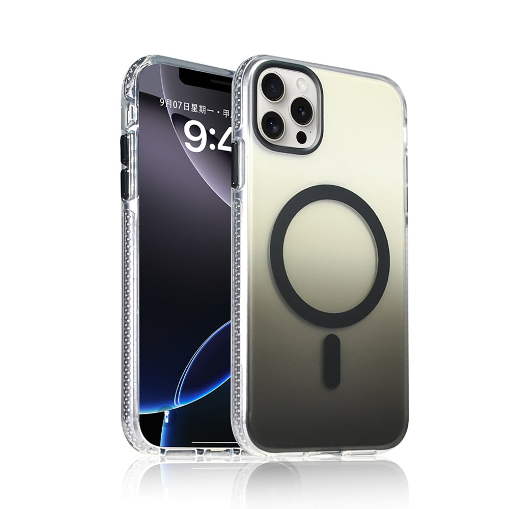 Apple iPhone 15 Pro Max Uyumlu Kılıf M-safe Şarj Özellikli Transparan Renk Geçişli Zore Toros Kapak
