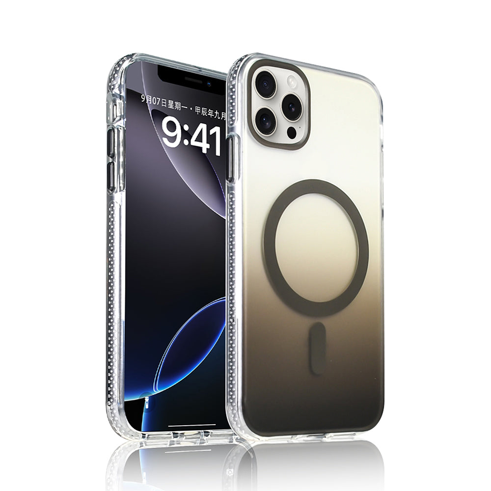 Apple iPhone 15 Pro Max Uyumlu Kılıf M-safe Şarj Özellikli Transparan Renk Geçişli Zore Toros Kapak