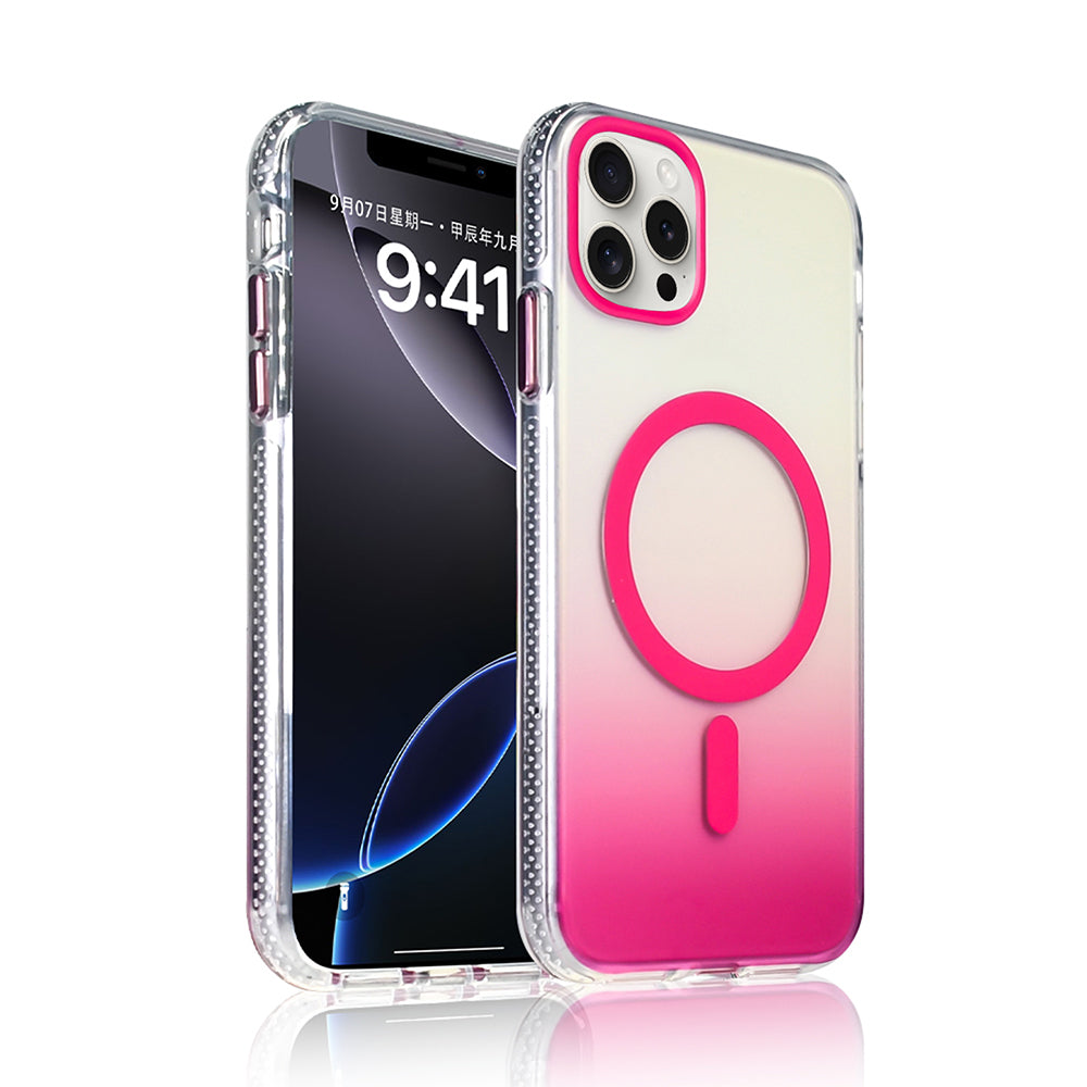 Apple iPhone 15 Pro Max Uyumlu Kılıf M-safe Şarj Özellikli Transparan Renk Geçişli Zore Toros Kapak