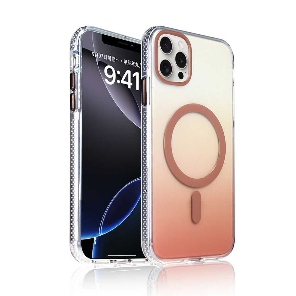 Apple iPhone 15 Pro Max Uyumlu Kılıf M-safe Şarj Özellikli Transparan Renk Geçişli Zore Toros Kapak