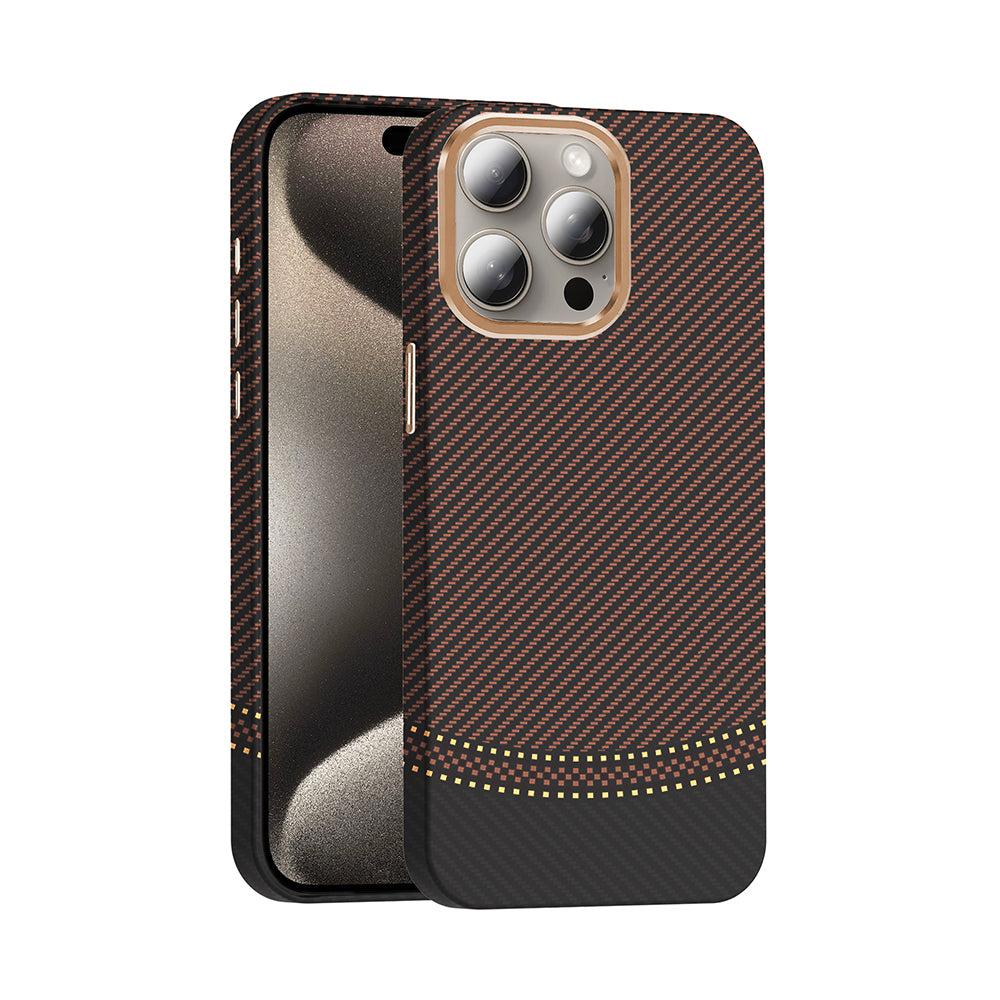 Apple iPhone 15 Pro Max Uyumlu Kılıf M-safe Şarj Özellikli Karbon Fiber Görünümlü Zore Gros Kapak