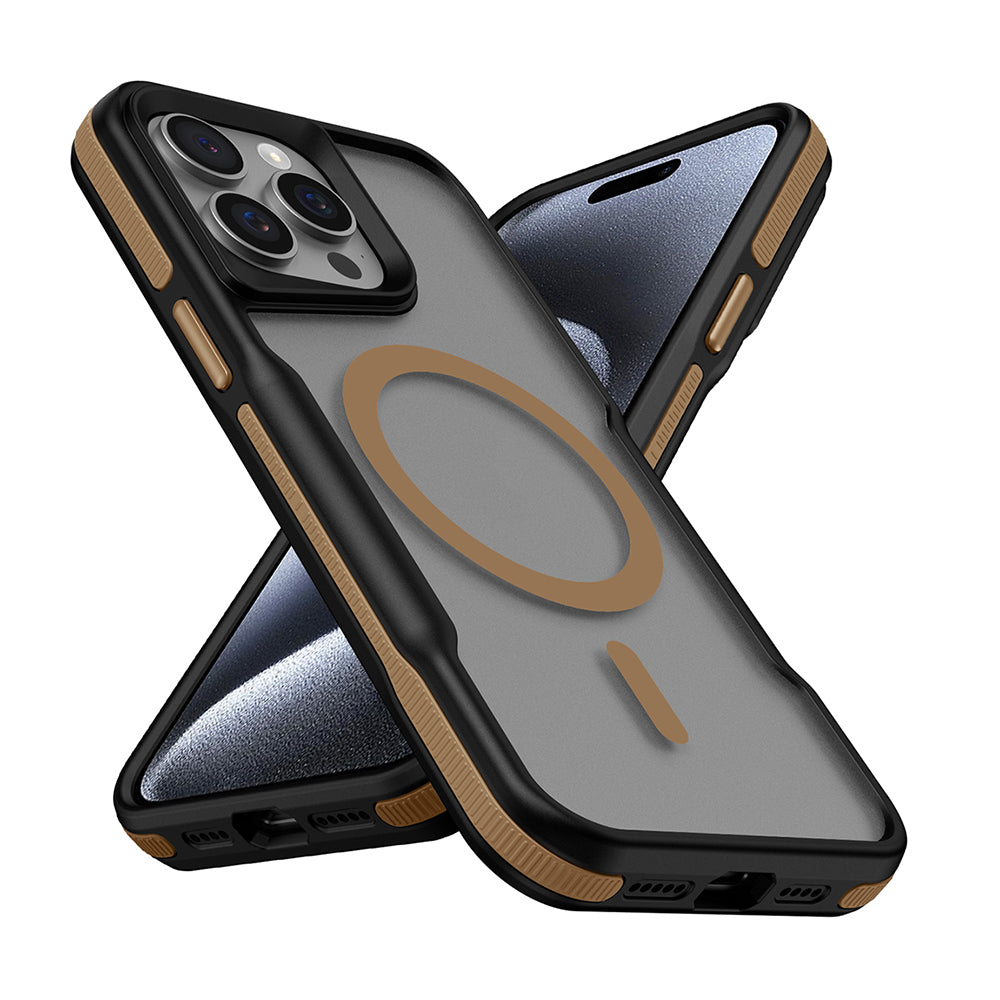 Apple iPhone 15 Pro Max Uyumlu Kılıf M-safe Şarj Özellikli Renkli Kenar Airbag Şeritli Zore Lamer Kapak