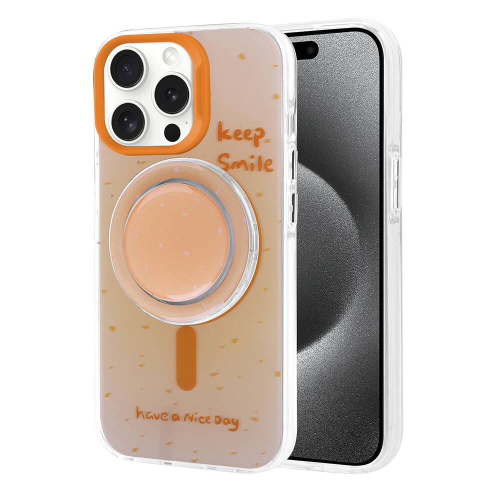 Apple iPhone 15 Pro Max Uyumlu Kılıf M-safe Şarj Özellikli Tak-Çıkar Pop Soketli Zore Tiktok Kapak