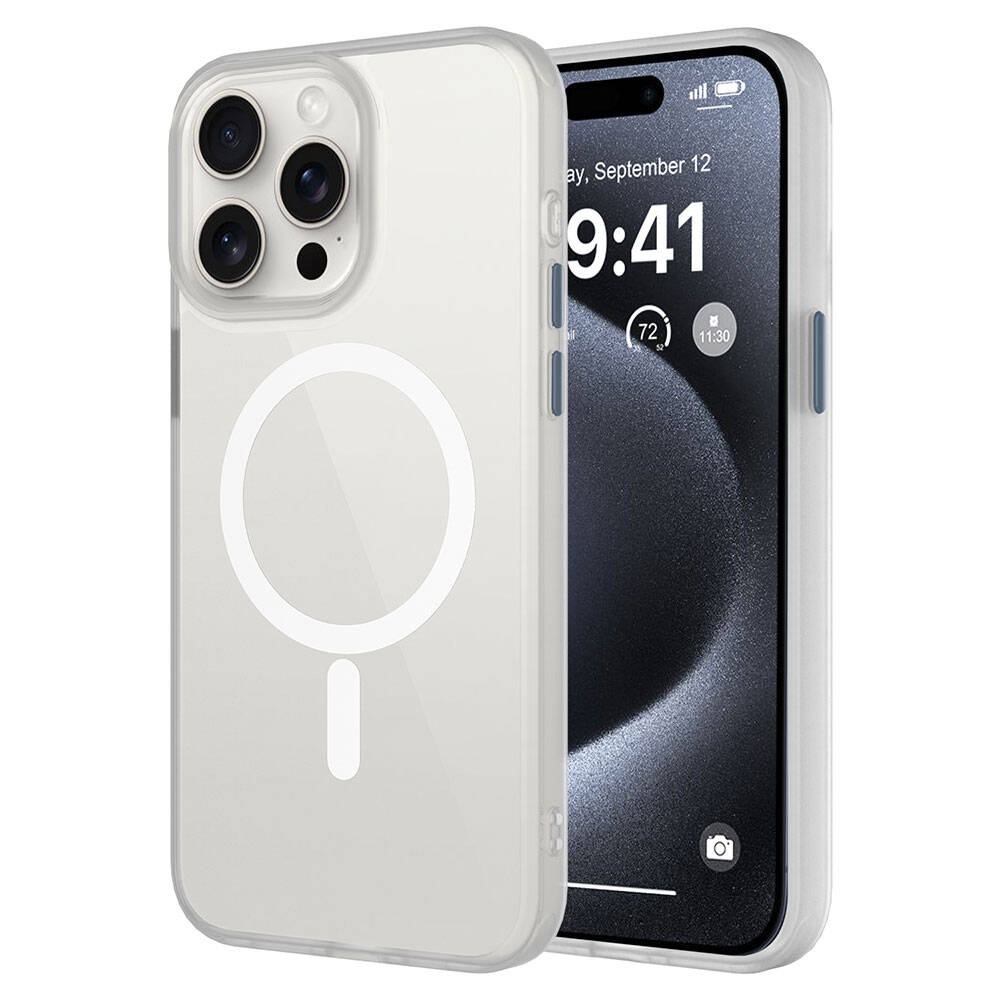 Apple iPhone 15 Pro Max Uyumlu Kılıf Mat Arka Yüzey Wireless Şarj Özellikli Zore Flet M-safe Kapak