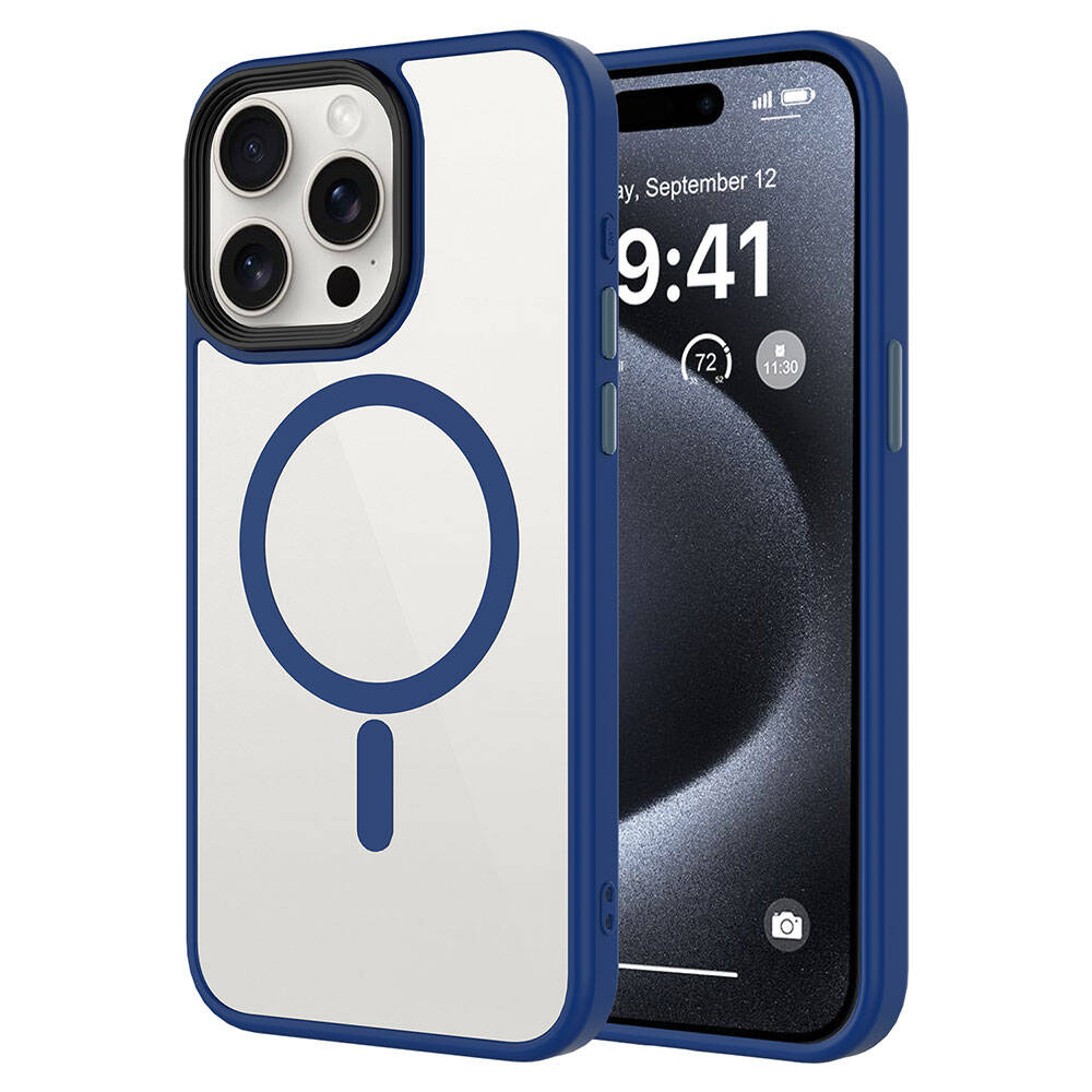 Apple iPhone 15 Pro Max Uyumlu Kılıf Mat Arka Yüzey Wireless Şarj Özellikli Zore Flet M-safe Kapak