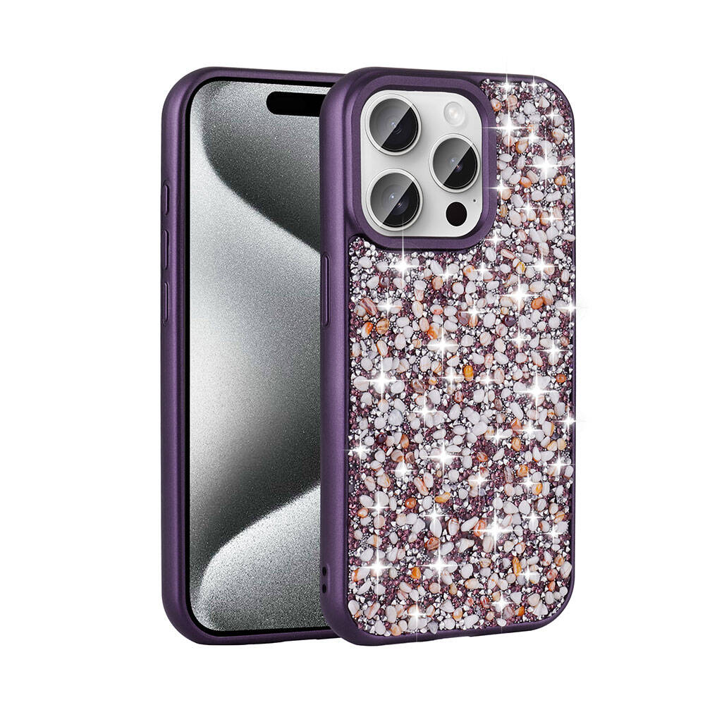 Apple iPhone 15 Pro Max Uyumlu Kılıf Parlak Taşlı Tasarım Zore Linea Diamond Kapak