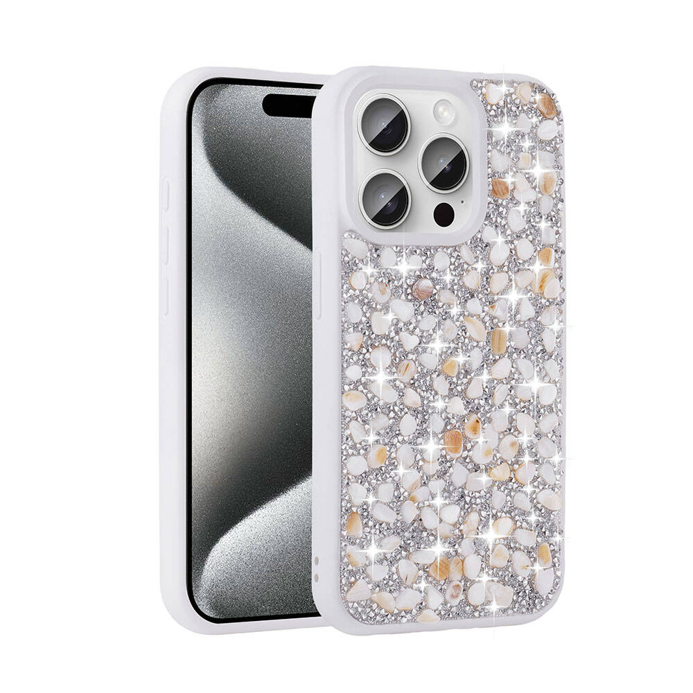 Apple iPhone 15 Pro Max Uyumlu Kılıf Parlak Taşlı Tasarım Zore Linea Diamond Kapak