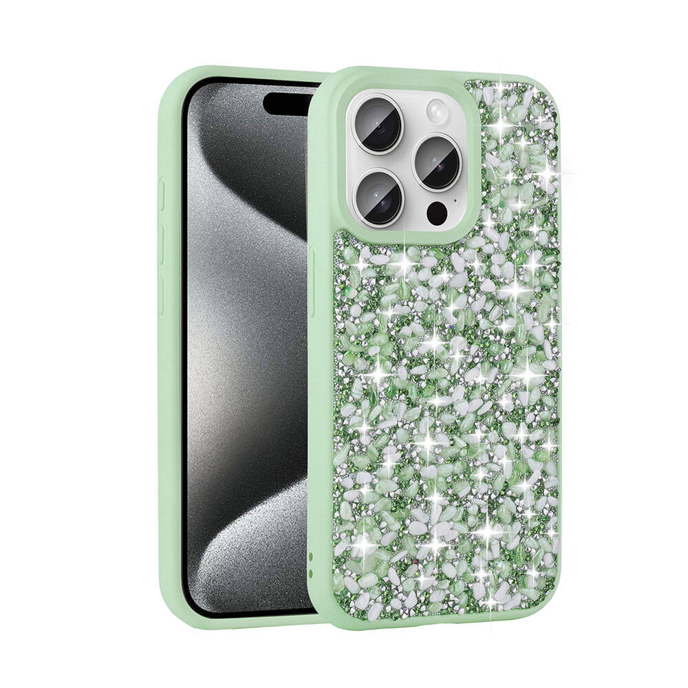 Apple iPhone 15 Pro Max Uyumlu Kılıf Parlak Taşlı Tasarım Zore Linea Diamond Kapak