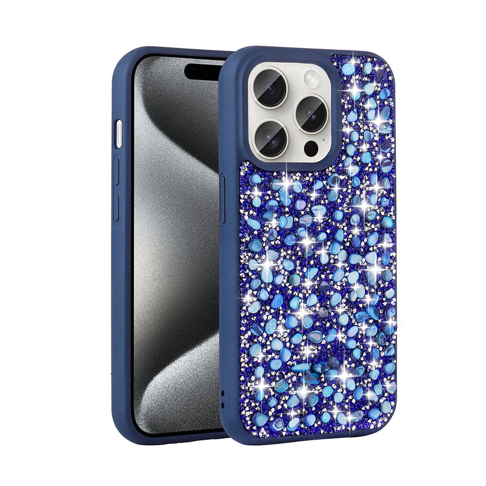 Apple iPhone 15 Pro Max Uyumlu Kılıf Parlak Taşlı Tasarım Zore Linea Diamond Kapak