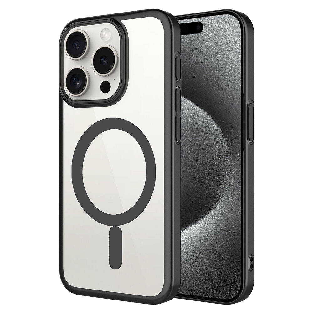 Apple iPhone 15 Pro Max Uyumlu Kılıf Wireless Şarj Özellikli Sert PC Zore Mat Riksos M-safe Kapak