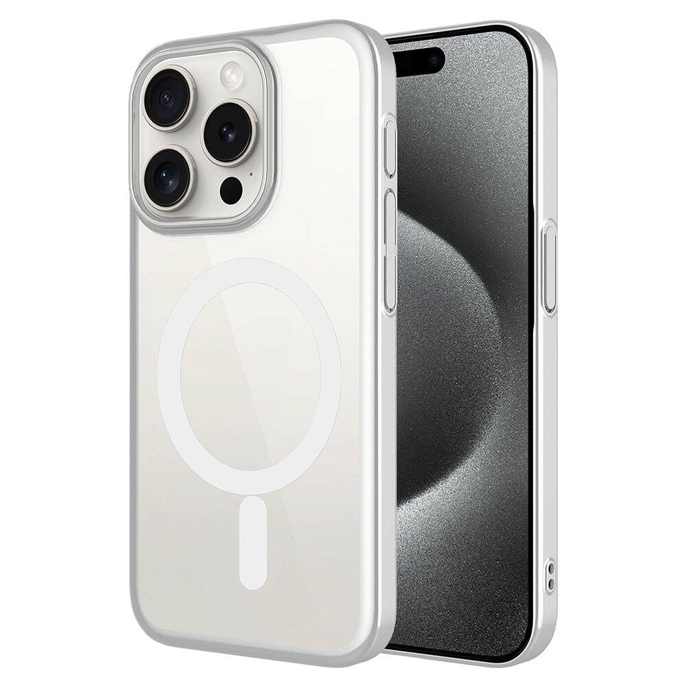 Apple iPhone 15 Pro Max Uyumlu Kılıf Wireless Şarj Özellikli Sert PC Zore Mat Riksos M-safe Kapak