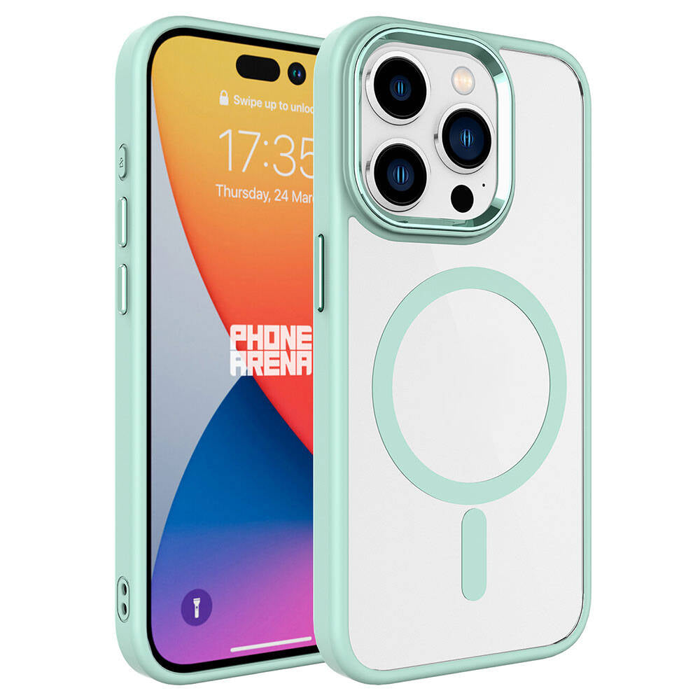 Apple iPhone 15 Pro Max Uyumlu Kılıf Wireless Şarj Özellikli Zore Krom M-safe Silikon Kapak