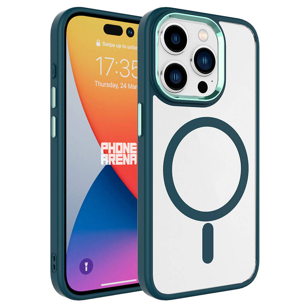 Apple iPhone 15 Pro Max Uyumlu Kılıf Wireless Şarj Özellikli Zore Krom M-safe Silikon Kapak
