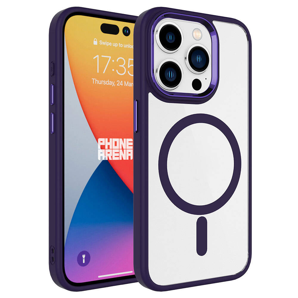 Apple iPhone 15 Pro Max Uyumlu Kılıf Wireless Şarj Özellikli Zore Krom M-safe Silikon Kapak