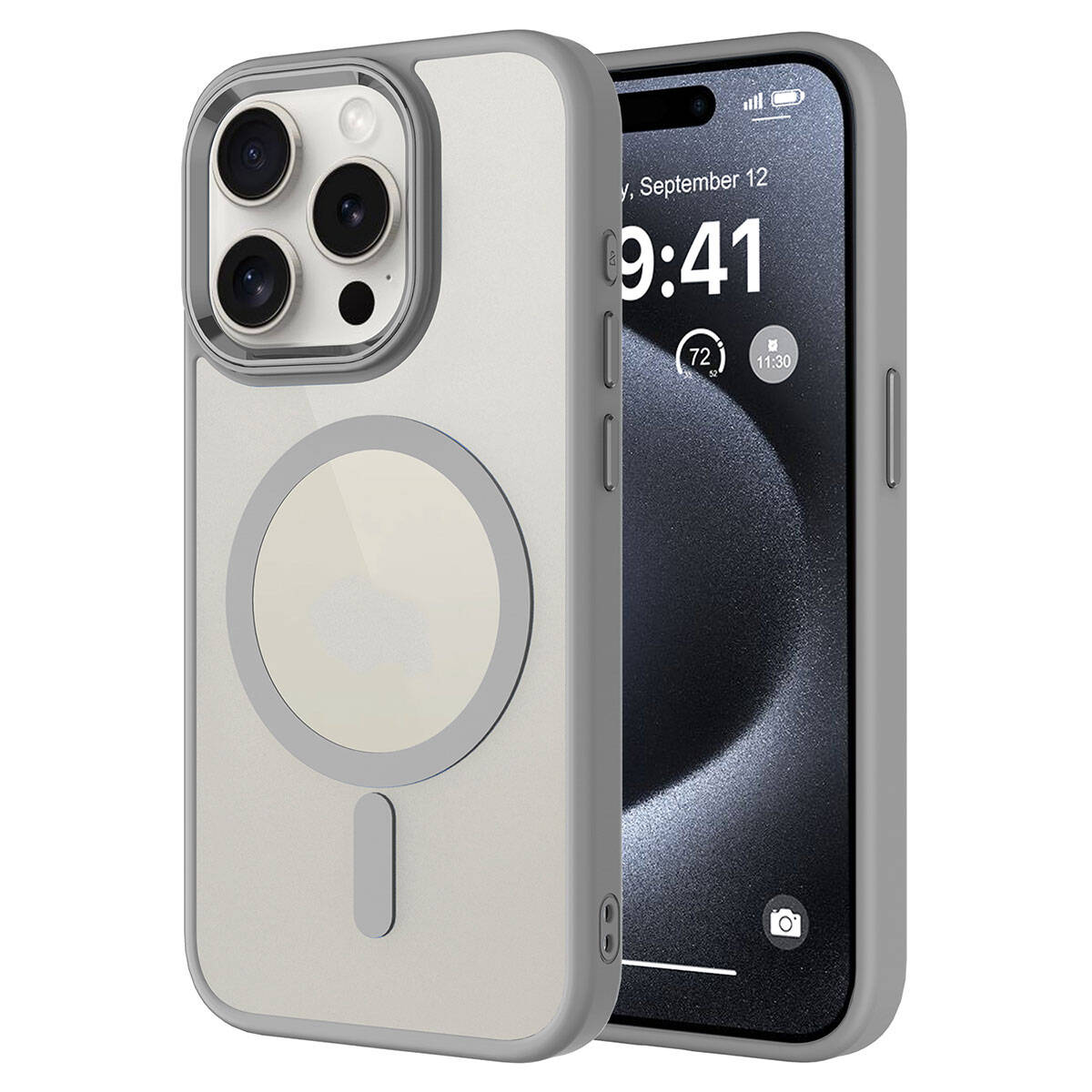 Apple iPhone 15 Pro Max Uyumlu Kılıf Wireless Şarj Özellikli Zore Krom M-safe Silikon Kapak