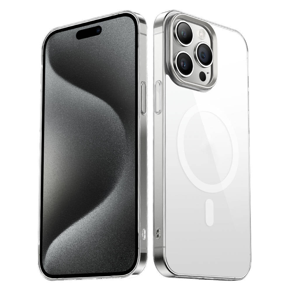 Apple iPhone 15 Pro Max Uyumlu Kılıf Zore Wireless Şarj Özellikli Şeffaf G-Glass Kapak
