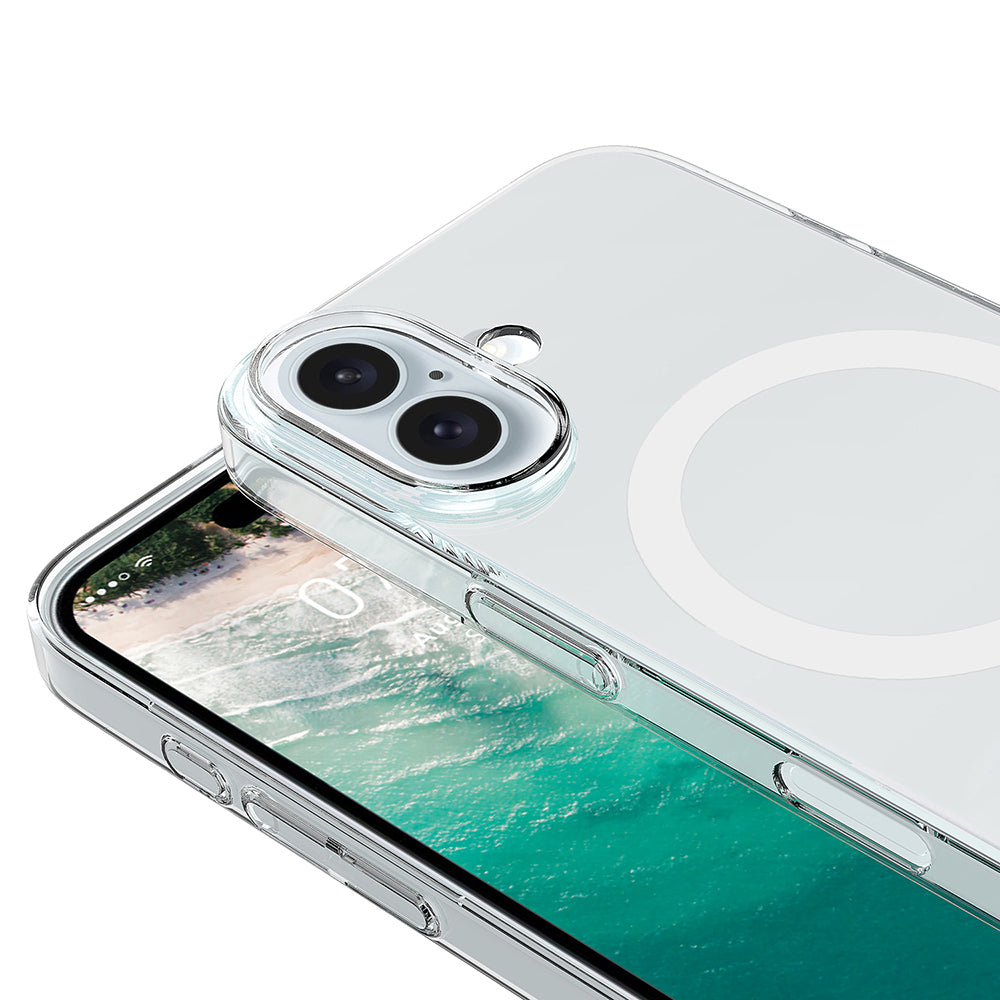 Apple iPhone 16 Kamera Korumalı M-Safe Şarj Özellikli Şeffaf Zore London Sert PC Kapak