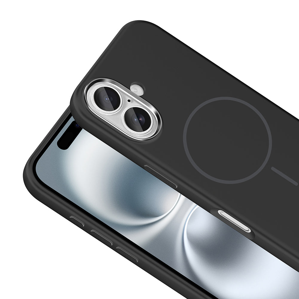 Apple iPhone 16 Uyumlu Kılıf M-Safe Şarj Özellikli Metal Kamera Çerçeveli Zore Edi Silikon Kapak