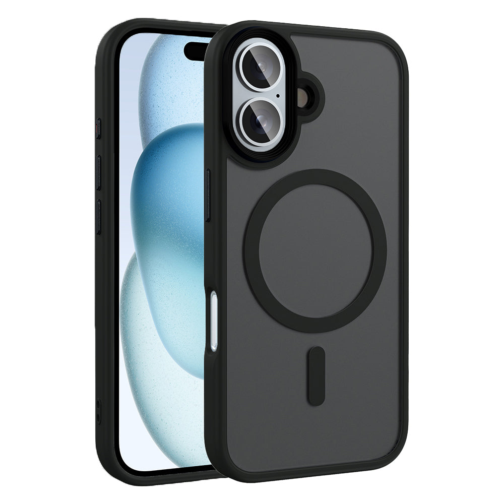 Apple iPhone 16 Uyumlu Kılıf Mat Arka Yüzey Wireless Şarj Özellikli Zore Flet M-safe Kapak