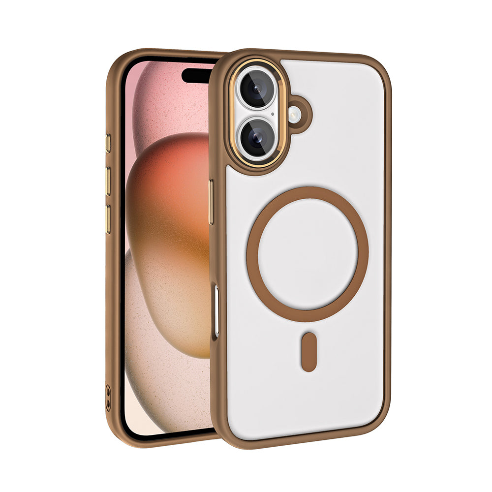 Apple iPhone 16 Uyumlu Kılıf Wireless Şarj Özellikli Zore Krom M-safe Silikon Kapak