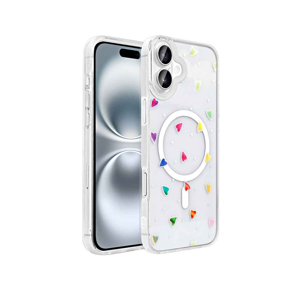Apple iPhone 16 Plus Uyumlu Kılıf M-Safe Şarj Özellikli Şeffaf Zore Folk Sert Kapak