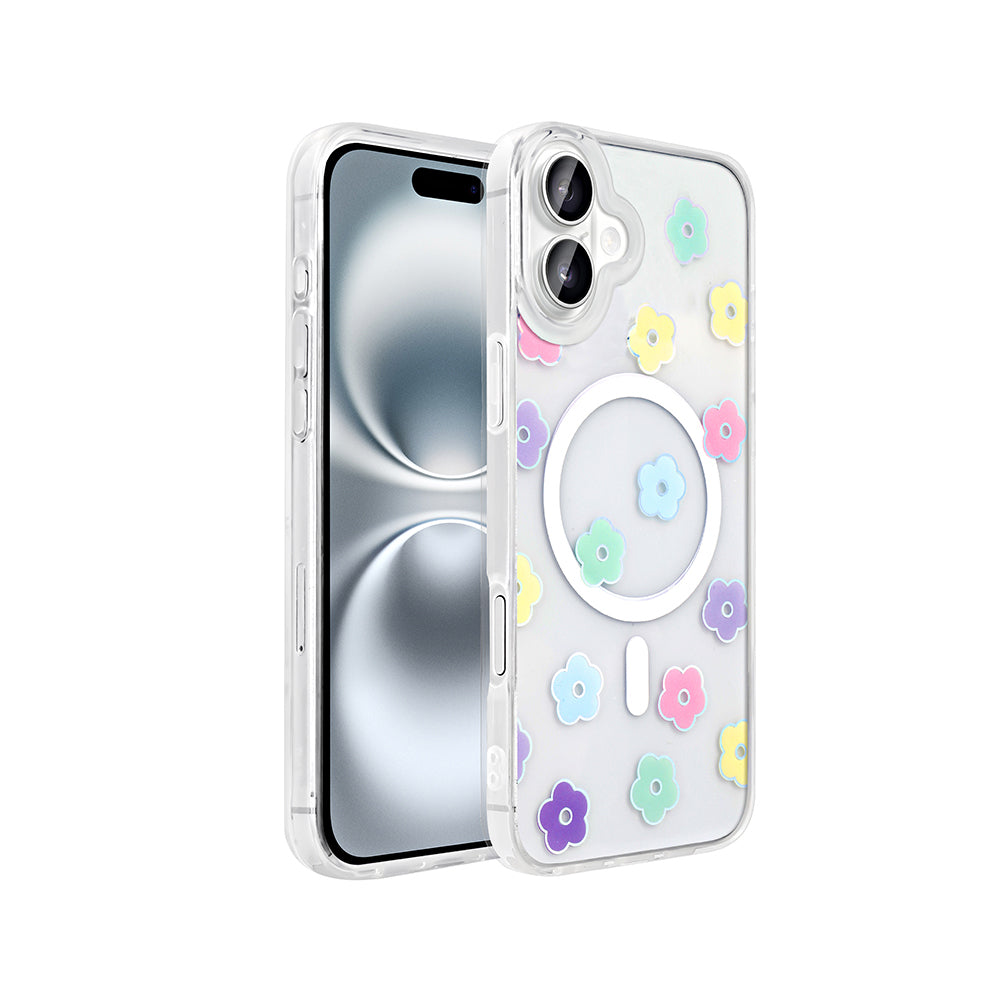 Apple iPhone 16 Plus Uyumlu Kılıf M-Safe Şarj Özellikli Şeffaf Zore Folk Sert Kapak