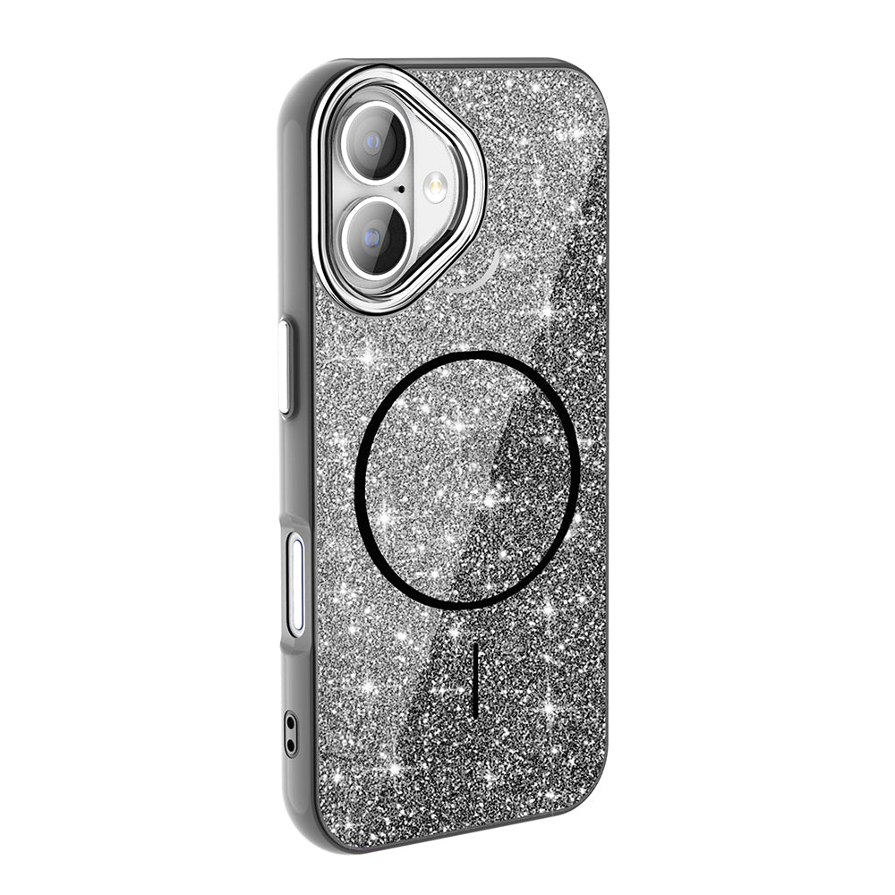Apple iPhone 16 Plus Uyumlu Kılıf M-safe Şarj Özellikli Parlayan Simli Zore Okso Kapak
