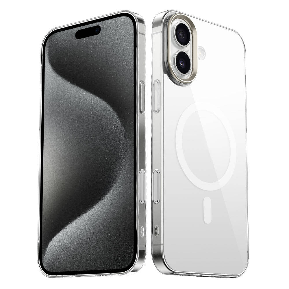 Apple iPhone 16 Plus Uyumlu Kılıf M-safe Şarj Özellikli Şeffaf Cam Arka Yüzey Zore G-Glass Kapak