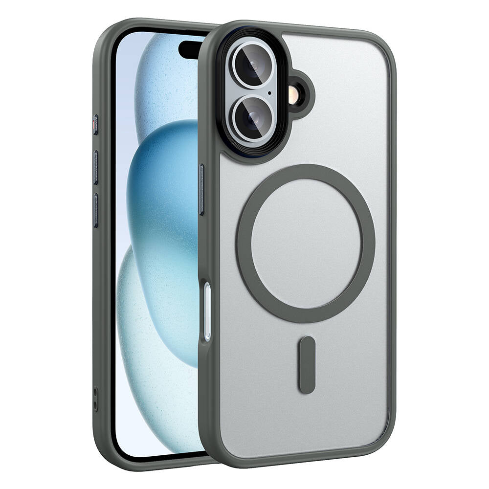 Apple iPhone 16 Plus Uyumlu Kılıf Mat Arka Yüzey Wireless Şarj Özellikli Zore Flet M-safe Kapak