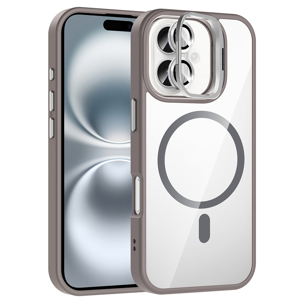 Apple iPhone 16 Plus Uyumlu Kılıf Standlı ve Kamera Lens Hediyeli M-Safe Şarj Özellikli Zore Etro Kapak