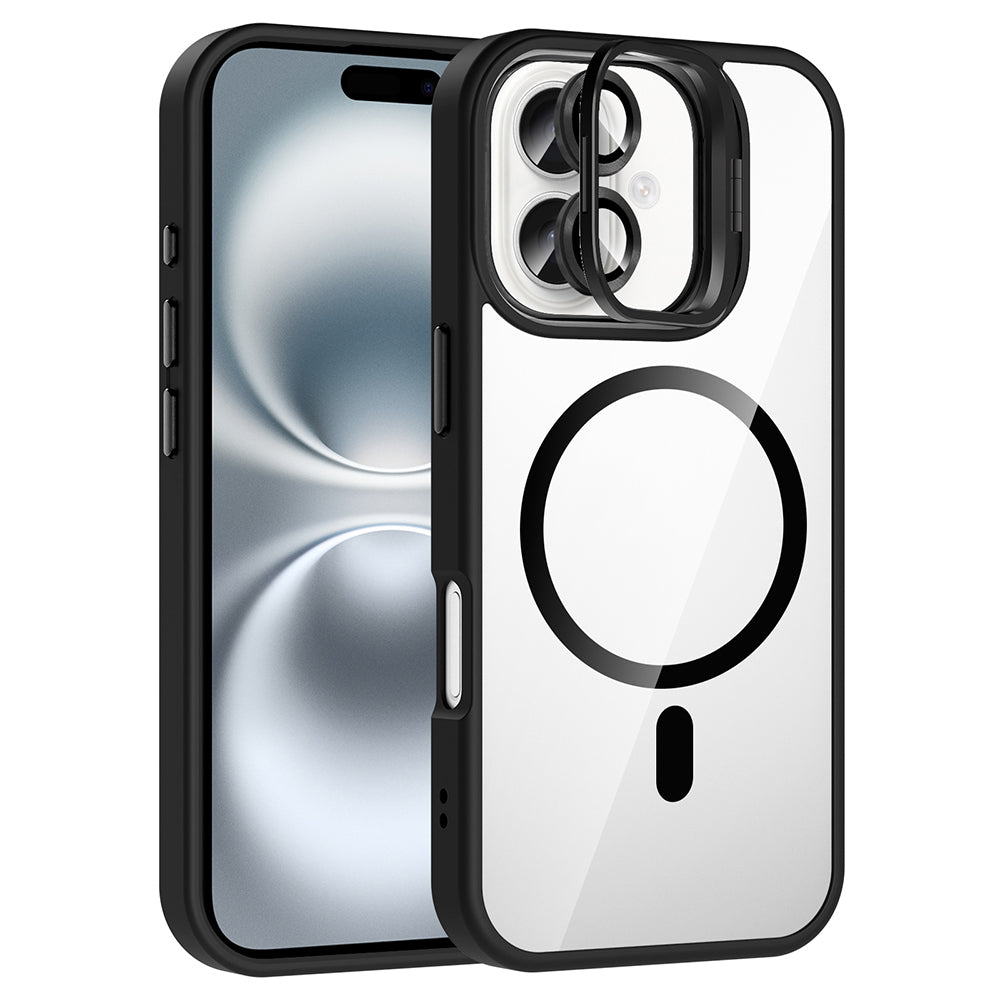 Apple iPhone 16 Plus Uyumlu Kılıf Standlı ve Kamera Lens Hediyeli M-Safe Şarj Özellikli Zore Etro Kapak