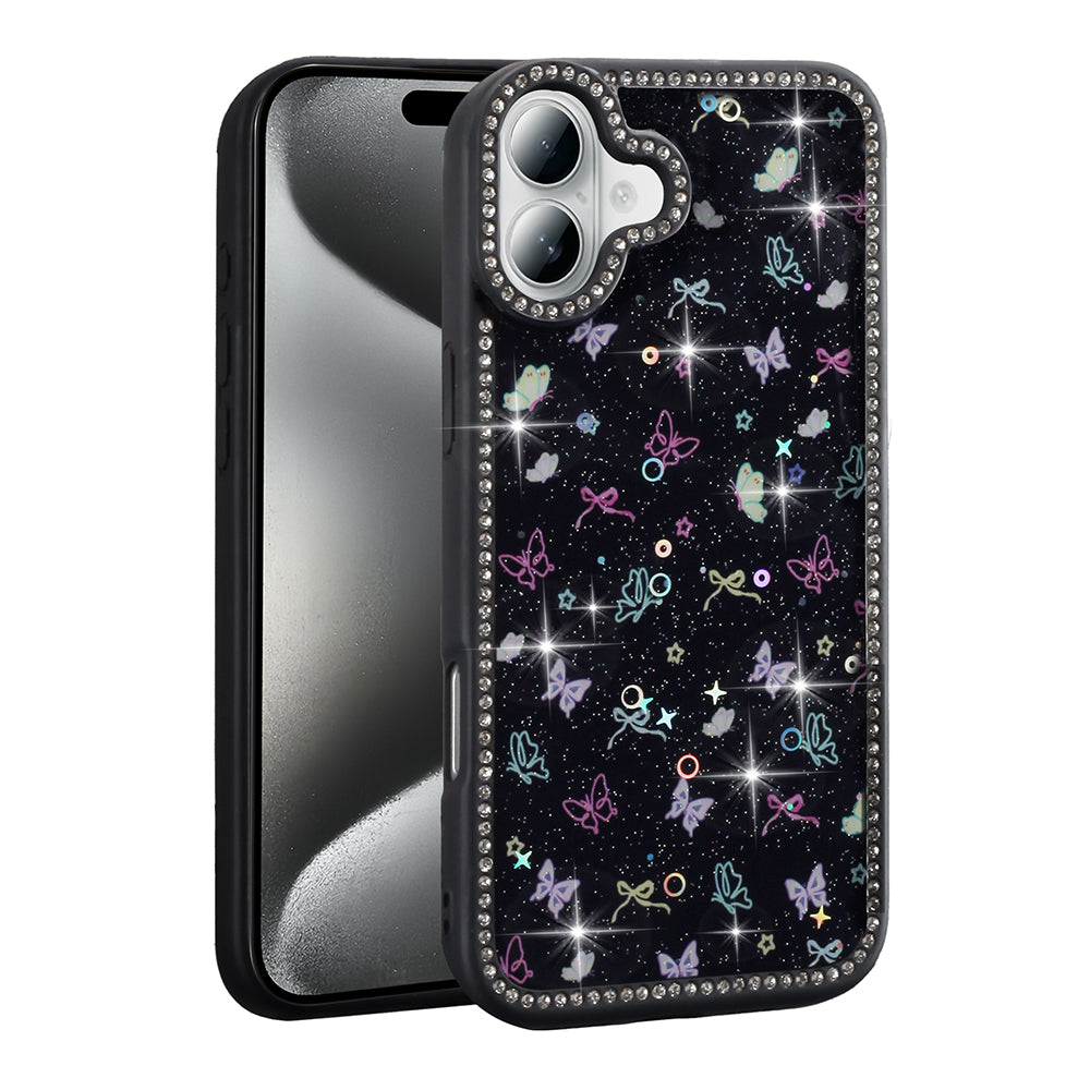 Apple iPhone 16 Plus Uyumlu Kılıf Taşlı ve Simli Tasarım Zore Azra Kapak